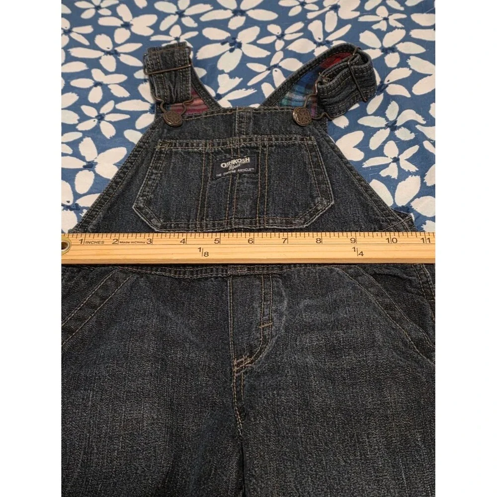 VTG OshKosh B'gosh Overalls Vestbak Plaid Flannel Lined Size 2T
